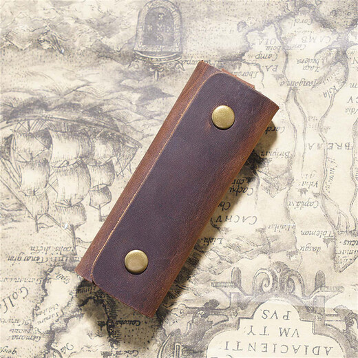 Patriot Cow (Aiguoniu) Herren verrückter Pferdeder Leder handgefertigt Frauen kleine einfache Retro Cowide Tür Koffer Beutel Lock Haushalt Key Bag Kaffee Kaffee