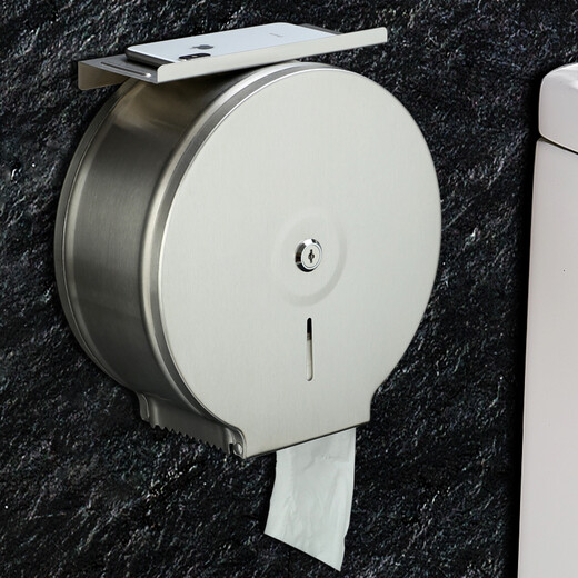 Badezimmer Großer Rollpapierbox Wandmontierter lagenfreier Hotel Toilette Edelstahl Großer Teller Rollenpapiertuch Rack Toilettenpapier 723 Sandlichtgürtel Mobiltelefon Rack (Verdickte Version)