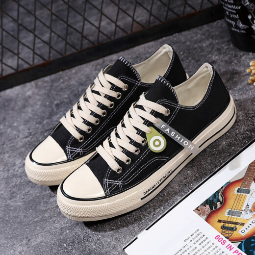 Xiaotu Daren canvas shoes men's spring new casual shoes men's Korean style trendy youth student sports retro shoes off the shelf black 41