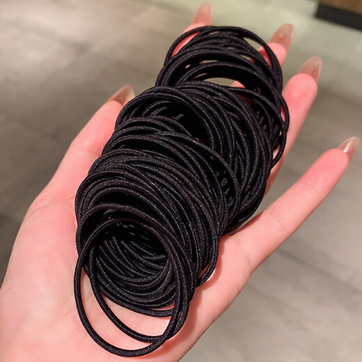 Morning color rubber band headband 100 pieces hair rope hair tie high elastic rubber band hair holder black
