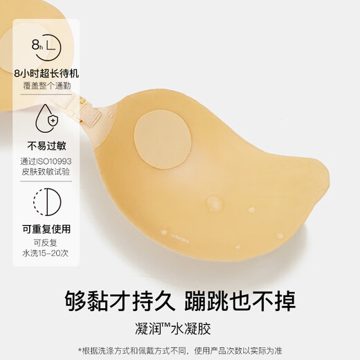 Ubras25 new product Yunrou Mesh Papaya Cup Nipple Paste Thickened Chest Paste Underwear Women's Dress Wedding Photo Invisible Bra Papaya Cup - Thickened M