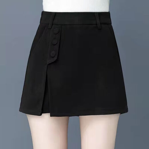 Mingzheng trousers and skirts for women in autumn and winter 2024 new high-waist shorts loose on the outside, wearing fake two-piece autumn and winter slimming fashionable skirts, khaki 7027 XL 115-125Jin [Jin equals 0.5 kg]