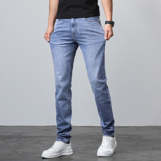 
Spring and summer extended men's pants 115 tall elastic slim-fitting jeans 190 boys' long legs are super long 9901 blue extended version [110-115cm] 32