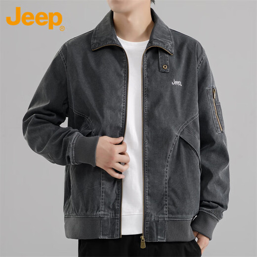Jeep (JEEP) Jacket Men's Autumn and Winter Jacket Men's Casual Loose Workwear Lapel Clothes Men's Black XL