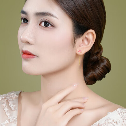 Chao Acer Flower Rhyme Yellow 18K Gold Ear Wire Earrings Women's Colorful Gold Earrings for Girlfriend's Birthday Gift Lotus Single Style