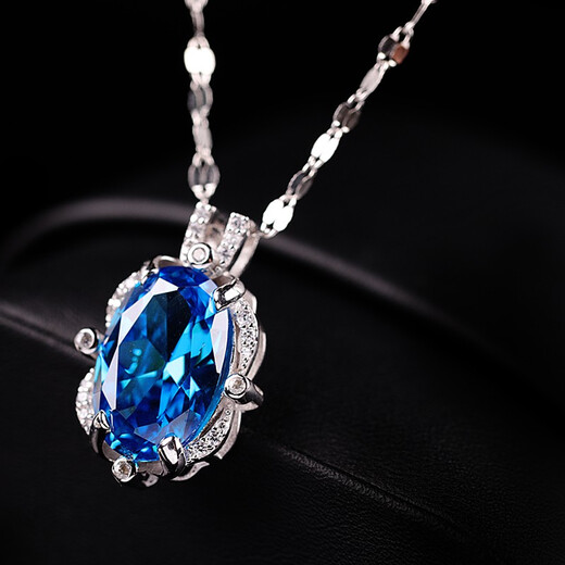 IDee CREATIVE IDER FOR YOU France IDee Ocean Heart Blue Silver Necklace Women's 925 Silver Pendant Spring and Summer Light Luxury Simple Fashion Accessories Gift Temperament Blue Chain Length 45cm Pendant 1.5*2cm