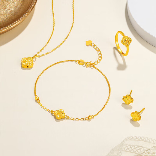 Liuguifu Jewelry Gold Ring Star Four Leaf Clover 5G Pure Gold Open Gold Ring FH0100377 2.4g