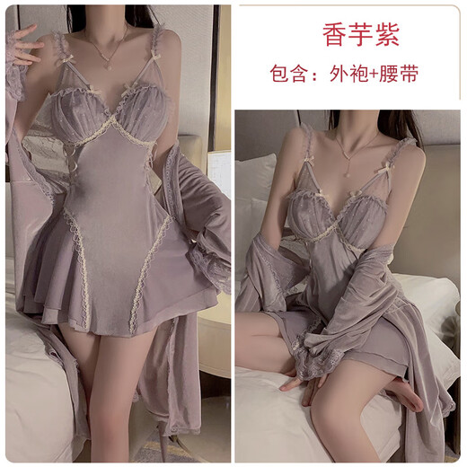 瑰若（Gui Ruo）情趣睡衣免脱性感情趣内衣激情漏胸免脱入体制服诱惑包臀后妈裙角 3879黑色(外袍+腰带) M情趣内衣不单单会提升对男