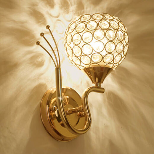 Yilin Wall Lamp Bedroom Wall Bedside Lamp Simple Modern Creative European American American LED Living Room Aisle Stair Lamp Double Head Silver Left and Right Message Three Color + Pull Switch