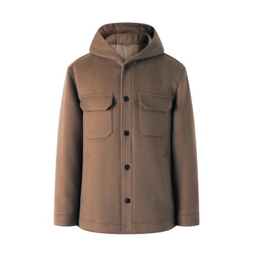 
Navigare Italian small sailboat pure wool coat men's autumn and winter versatile warm hooded jacket casual simple top caramel color M size