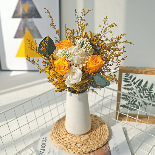 永生花天然真花风干轻奢干花束芦苇干花客厅餐桌装饰摆设件 A973(不含瓶) 干花包