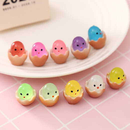 Cute broken-shell chick luminous small ornaments diy home ledger children's ornaments wholesale cartoon resin accessories luminous broken-shell chick mixed color (pack of 5)