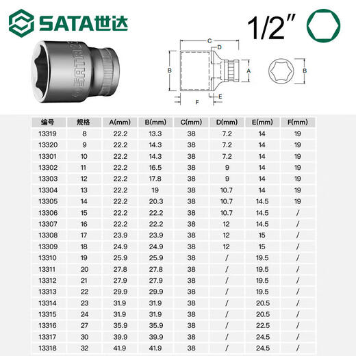 Shida hexagonal sleeve Xiaofei puller Zhongfei socket big flying tool No. 8 13/14/17/18/21/24mm Xiaofei [4.5mm]11303