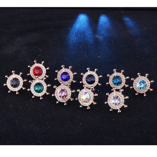 Jack Viney European and American Rudder Neck Pin Brooch Shirch Shirt Colding Bouthing Clip Retro Retro Crystal Pin Trend Une paire d'anniversaire K LW Royal Blue Diamond