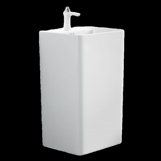 Thin edge new square integrated column ceramic basin wash basin balcony floor-standing one-piece modern column basin household F type single basin with water supply