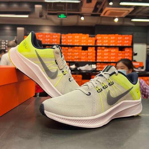 Nike running shoes men's shoes 2025 summer new mesh breathable sports shoes Quest 4 flying line lightweight shock-absorbing casual gray fluorescent yellow-green DA1105-003 Explorer 4 generation 42.5