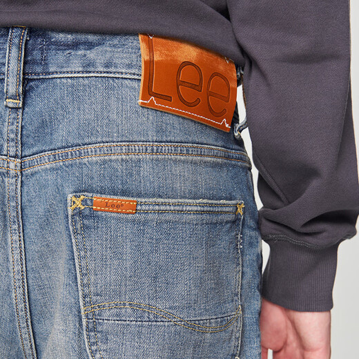 Lee Shopping Mall el mismo estilo que el año 24 otoño e invierno Nuevo producto 753 cómodos pies rectos en medio de la cintura 101+ jeans de hombres de color azul medio retro a la luz de la luz media (longitud del pantalón 31) 31