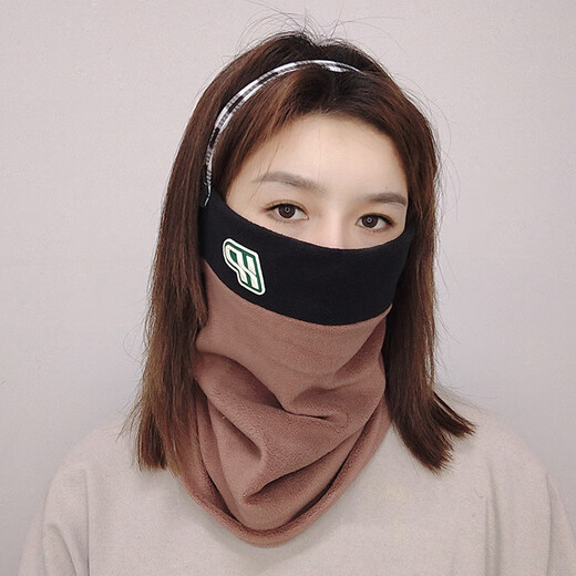 美伦玫冬季脖套女双层加厚保暖奥利绒户外时尚男女渐变套头围脖 3891黑灰色 均码