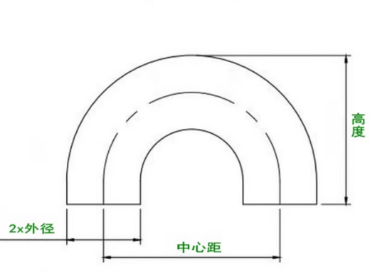 以琛紫铜管180度红铜型半圆弯上好小弯制冷纯铜弯头719 外7-厚0.5-中距16.48