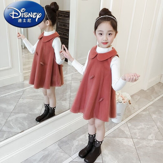 Disney (Disney) Girls 2023 Spring and Autumn Suits and Dresses New Korean Style Children's Fashion Two-piece Suit Dress Girls Princess Dress Orange 100