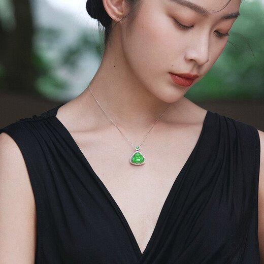 Oriental Jadeite Imperial Green Pendant S925 Silver Full Inlaid Green Smiling Mouth Always Open A-grade Jadeite Buddha Necklace Same Style for Men and Women