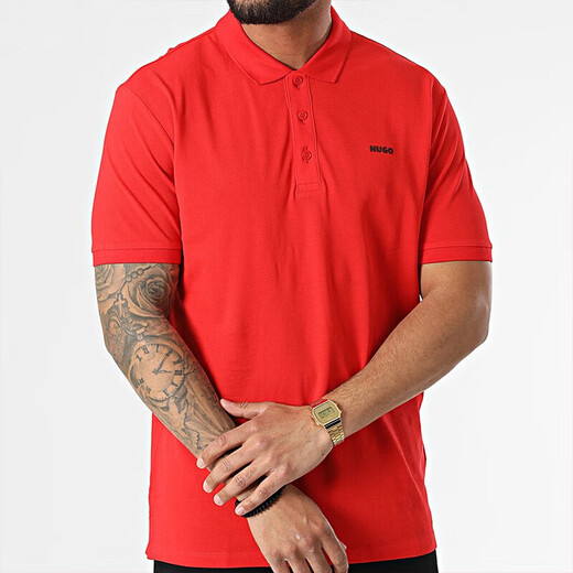 Hugo Boss (Hugo Boss) Logo masculin Modèle en relief en coton Polo à manches courtes 50466182 693 Red XL
