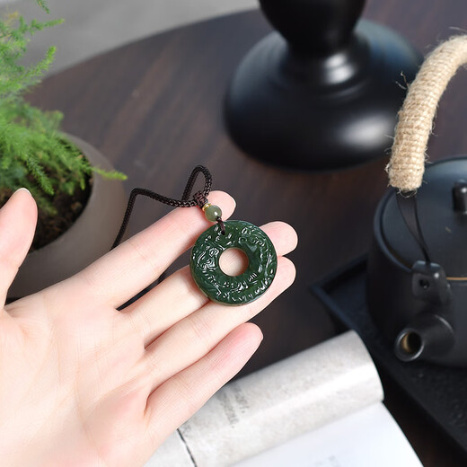 Se puede solicitar, colgante Hetian Jade Pixiu, hombres y mujeres, colgante de jade de hebilla de paz, doble colgante de pixiu jade, modelo dos M6228Z