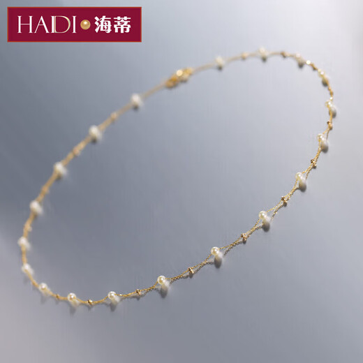 Heidi 2.5-3mm 18K gold gypsophila freshwater pearl necklace for women with certificate as a birthday gift for girlfriend
