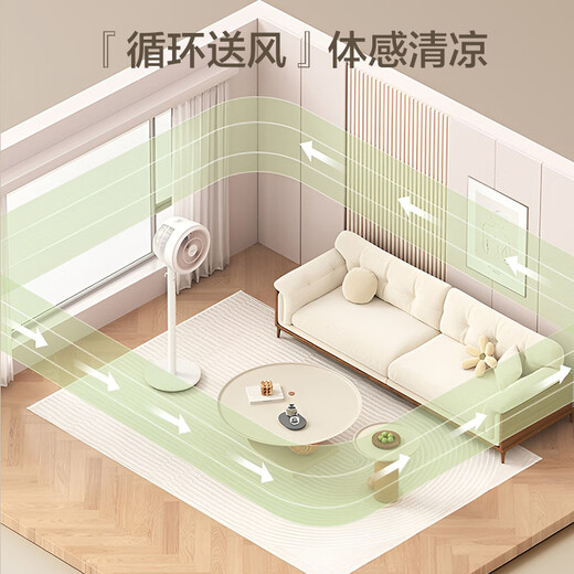 美的电风扇空气循环扇家用落地扇立式节能风扇轻音低噪大风量转页扇卧室宿舍台式摇头小型电扇 台立两用【高度1050mm】GAH24QC