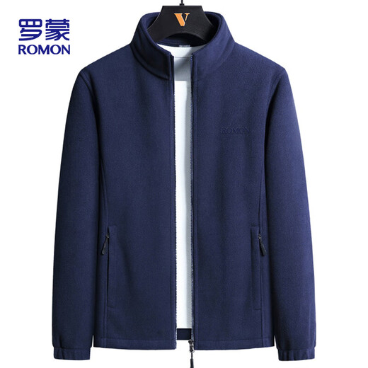 ROMON jacket men's autumn business casual large size warm fleece soft polar fleece jacket men CS88 dark blue XL