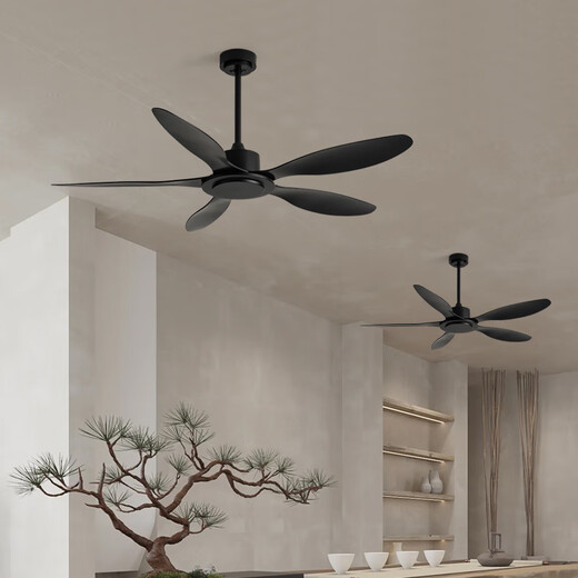 Weather Vane Moderner Industriestil Leichtes 56-Zoll-Deckenlüfter Restaurant Decke Einfacher elektrischer Lüfter Wohnzimmer Kommerzielle Lüfter Frequenzumwandlung 46-681a Grau 5 Blätter-Leichte Holzkornblätter Fernbedienung ohne Lampe