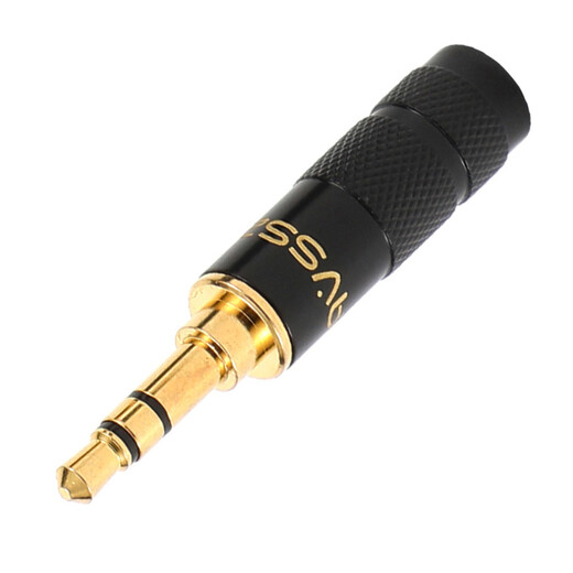 AVSSZ audiophile-grade 3.5/2.5/4.4mm gold-plated welding audio headphone microphone plug 3 sections 4-level 90-degree L-shaped stereo DIY repair and modification car AUX audio cable head AF3.5-4RBG matte black mesh 3.5 four-section elbow male plug