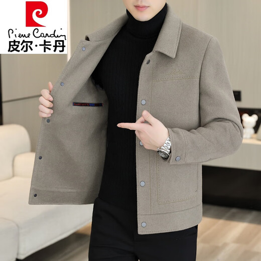 
Piercadam woolen jacket men's autumn and winter double-sided wool jacket men's casual lapel thick wool top short wool coat double-sided wool B2308 gray M (90-105Jin[Jin equals 0.5 kg])