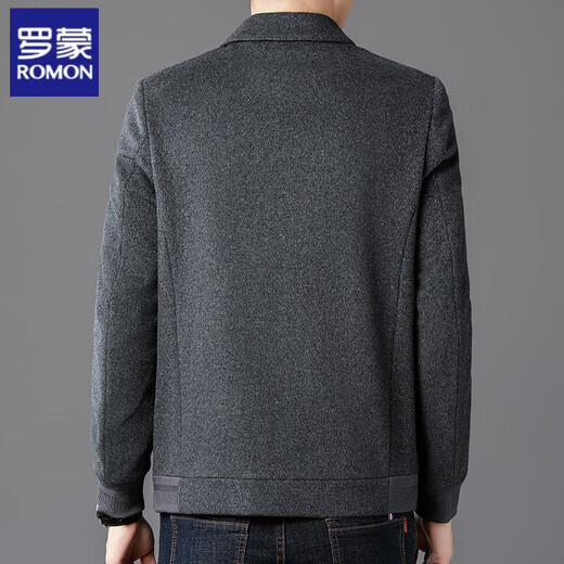 Romon Solid Color Lapel Jacket Wole Wool Chaqueta de lana 2025 Autumn and Winter New Style Daddy Wool Chaink Camisa gris 175/L [Adecuado para 135-150Jin [Jin iguala 0.5 kg]]]