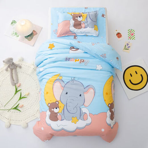 Midelei Pure Cotton Kindergarten Baby Quilt Three-piece Set Full Cotton Quilt Cover Children's Kindergarten Nap Bedding Contains Cores Six Big Dinosaurs Sheet Model Three-Piece Set Does Not Include Cores