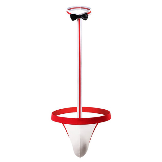 Men's sexy underwear thong bow tie valet suspenders one-piece T-pants gay nightclub sexy uniform one-piece thong black