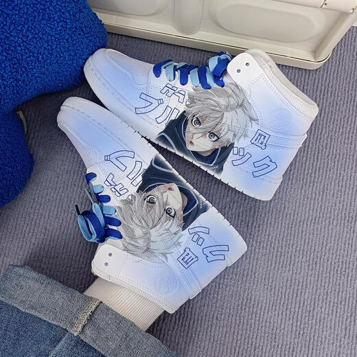 Jointly-branded Sakura Blue Prison Anime Pain Shoes Men's 2024 Spring and Autumn Couple Sports Shoes Huili Ganyu Low Top Board Shoes (Pink Blue) z2694d 40
