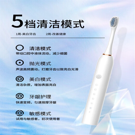 Xiaomi Hou Electric Zahnbürste Vollautomatisch laden Smart Sound Wave Zahnbürste wasserdichte weiche Borstenkopf für Frauen Schülern Ehepaar Set Teenager Elektrische Zahnbürste Upgrade 2 Packungen Pulver + Weiß 8 Bürstenkopf + Ladekabel *2