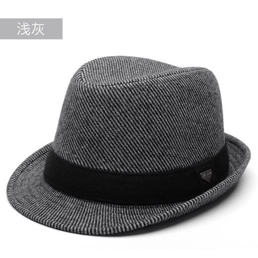 Rogosky counter trendy brand hat Shanghai Tang British retro woolen hat men's large size face-showing jazz hat for younger fathers and elders light luxury original twill wool brown L normal size (58-60cm)
