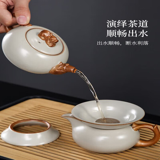 唐丰（TANGFENG）2023新款汝窑功夫茶具套装家用轻奢泡茶具茶盘喝 汝窑貔貅+品圣 16813头
