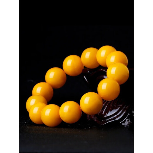Chuji Lao Fenghuang comes with national inspection natural raw mineral authentic beeswax bracelets for men and women single circle chicken oil yellow old beeswax hands 25 grams bead diameter 14mm (unisex style) approx.