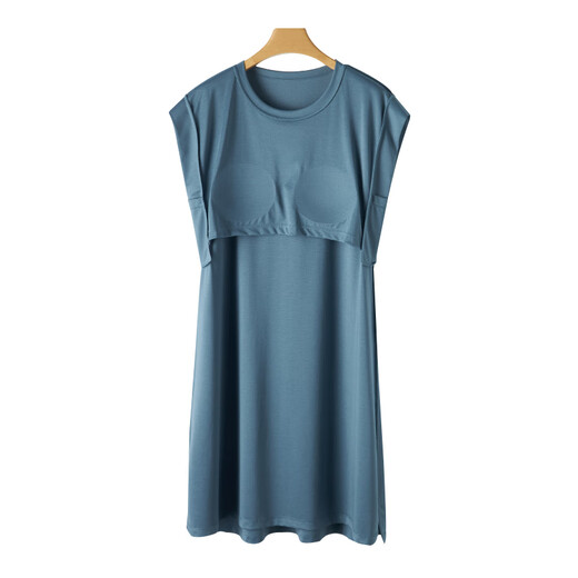 
Fenten pajamas sleeveless nightgown in summer new thin cotton loose casual home ladies with cups without wearing bra 12603 bean green M [recommended 90-115 Jin [Jin equals 0.5 kg]]