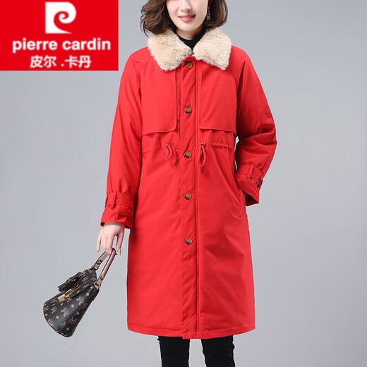 Pierre Cardin plus Velvet Coton Couter pour les femmes Mid-Longue 2025 Hiver Nouvelle parkae Coat hiver épaissis de coton épaissine Veste coton veste pour femmes Khaki xl Convient pour 120132jin [Jin est égal à 0,5 kg]