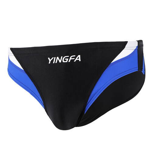 YINGFA men's professional swimming trunks, fashionable color matching low resistance swimming competition racing training swimming trunks 9462-1 black and blue and white 2XL (waist 86-90cm/33-35 size)
