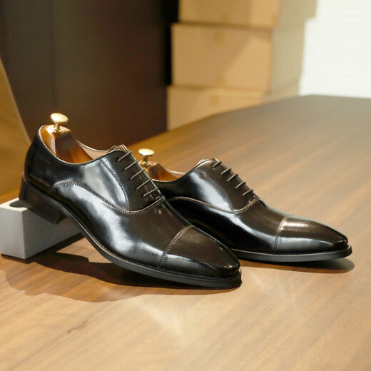 Desai (Desai) three-joint casual men's shoes business formal leather shoes men's pointed toe Oxford brown British wedding shoes black 43