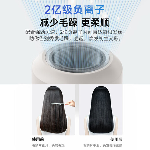 Xingjia high-speed hair dryer, hollow leafless negative ion, does not hurt hair, strong wind, quick drying, low noise, portable hair dryer for student dormitory, off-white