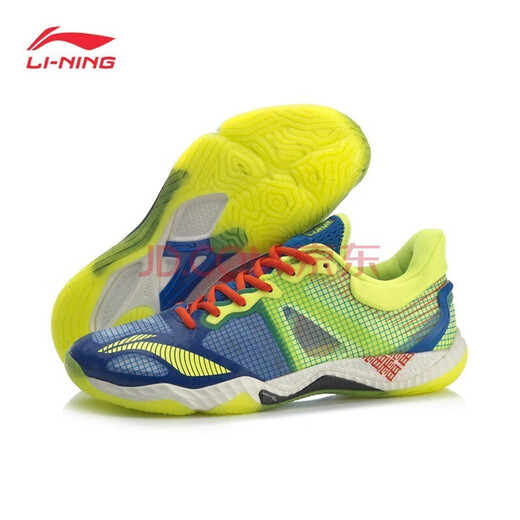 Li Ning (LI-NING) badminton shoes Falcon 4th generation new men's shoes shock-absorbing wear-resistant full-length technology badminton shoes pale blue/fluorescent yellow-green/dianthus orange 40