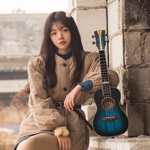 Chuangjingyi Picking Board Ukulele Girls Kinder kleine Gitarrenanfänger hochfeste Uklili-Musikinstrumente aus Blue 26 Zoll + Geschenkpaket