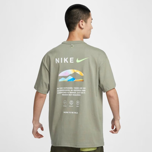 
NIKE Nike Short Sleeve T-shirt Men's Summer New Sportswear Trendy Printed Round Neck Half Sleeve Shirt Casual Top HF6172-053 Gray S