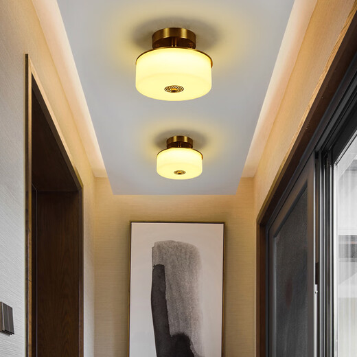 祎琳新中式全铜阳台灯走廊过道灯北欧简约小卧室吊灯进门入户玄关灯 6150/山水过道灯/铁艺款